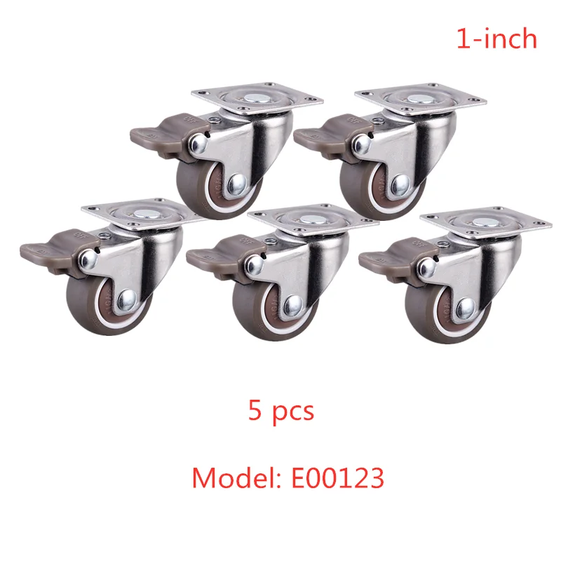 

5 Pcs/Lot Casters Quality 1 Inch Tpe Universal Wheel With Brake Diameter 25mm Silent Bearing Tea Table Mini Home Caster