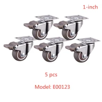 5 pcslot casters quality 1 inch tpe universal wheel with brake diameter 25mm silent bearing tea table mini home caster
