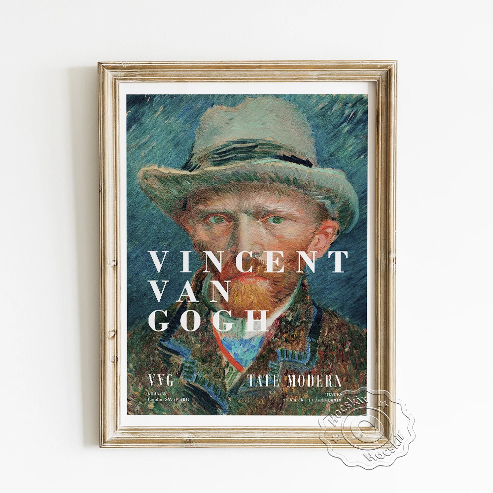 

Vincent Van Gogh Exhibition Museum Poster, Self-Portrait With Grey Felt Hat Canvas Painting, Tate Modern Gallery Wall Picture