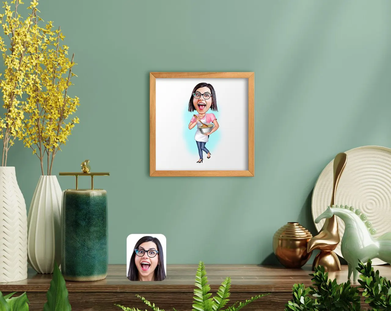 

BK Home Housewife Mother Caricature Of Handmade Wood Framed Tablo-3