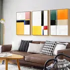 Скандинавский постер, белая, желтая, оранжевая абстрактная Геометрическая Картина на холсте и печать, Уникальное Настенное искусство, декоративные картины для гостиной
