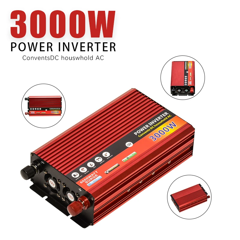 

3000W Sine Wave Inverter DC 12V / 24V to AC 220V Voltage Transformer Inverter Modified Solar Vehicle Power Inverter