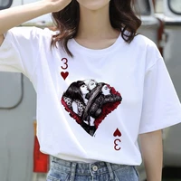 2021 poker printing direct selling t shirts women white harajuku graphic tees fashion soft casual short sleeve tops for women
