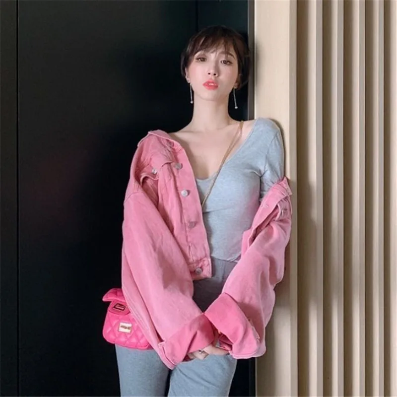 Куртка женская джинсовая в стиле оверсайз Повседневная Свободная верхняя одежда