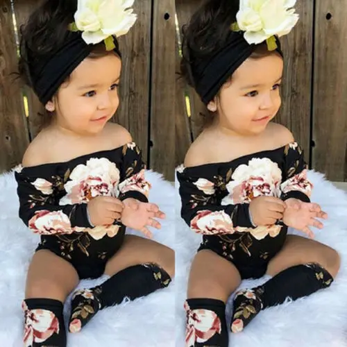 2019 бренд Новорожденные Спортивный костюм для девочек + чулки боди с цветочным
