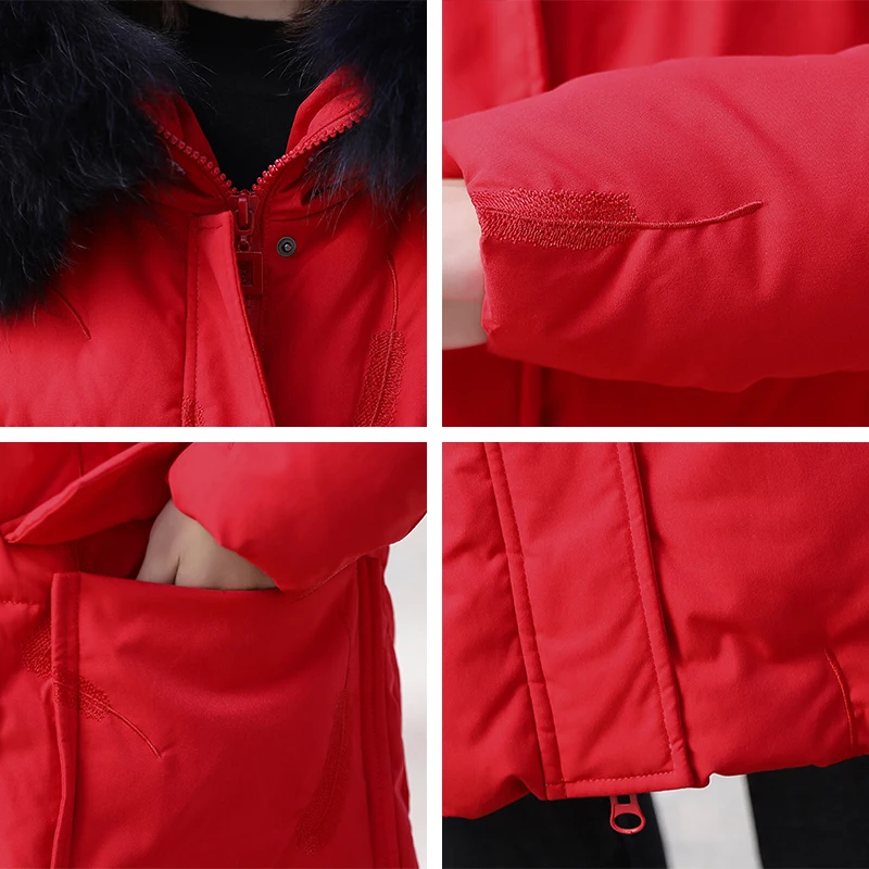 

Women Winter Jacket Coat Long Parkas Thick Warm Outwear Fur Hodded Womens Cotton Coats Jackets Overcoat