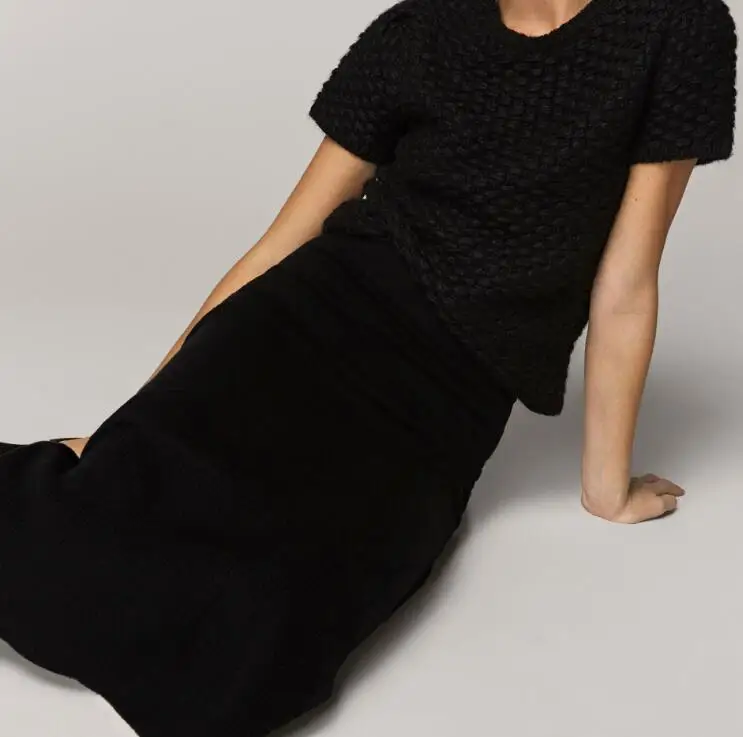 

Autumn Winter Women Knitted Skirt Split Straight Lady Simple Midi Skirts