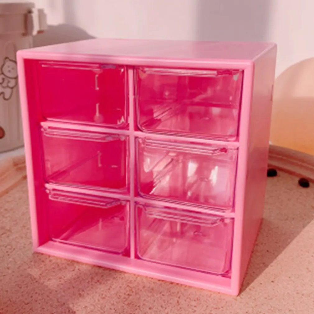 

Six Grids Dustproof Drawer Storage Box Desktop Stationery Jewelry Hand Account Cosmetics Plastic Storage Box Candy storage box