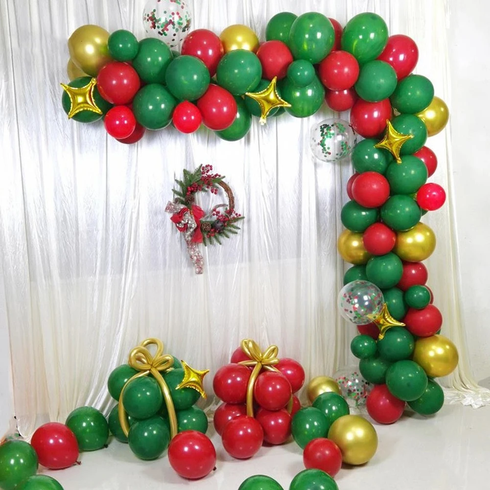 

Red Green Balloons Confetti Set Chrome ballon Birthday decor Party Wedding Decoration Wedding Anniversary globals Metallic