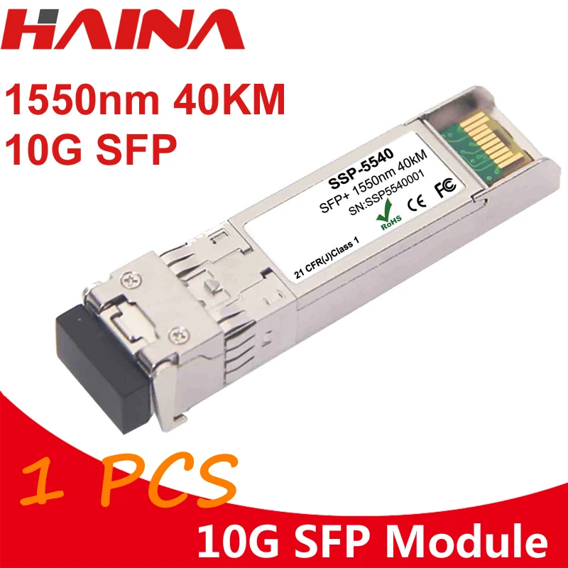 

10G SFP Moudel 1550nm 40km sfp+ optical transceiver Compatible for Mikrotik cisco huawei hp dell TP-link