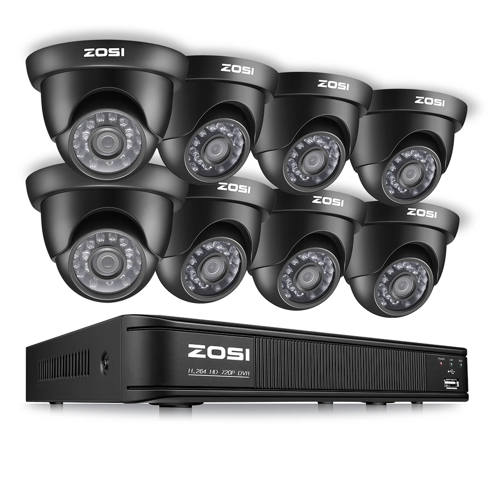 ZOSI 8CH система видеонаблюдения набор 1080N TVI DVR 8 шт. 1280TVL уличная инфракрасная камера видеонаблюдения 8-канальный комплект видеонаблюдения DVR - Цвет: Black 1
