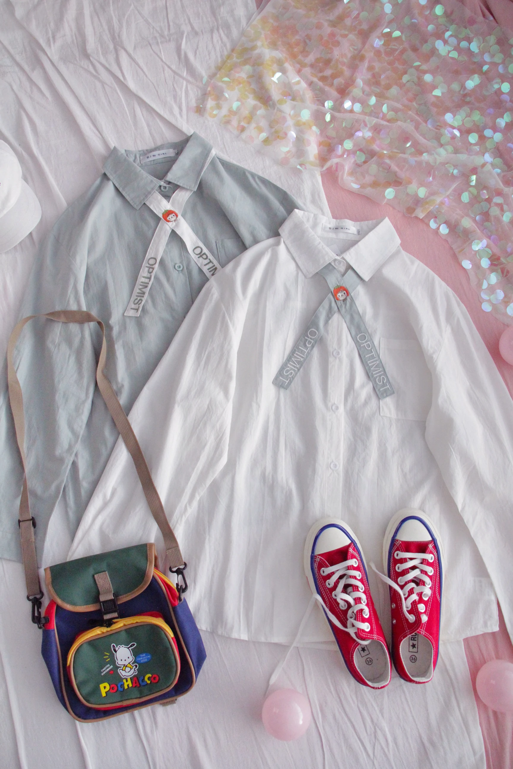 

Spring White Blouse Long Sleeve Loose Student Shirt Japanese Cartoon Embroidery Bow Tie Small Fresh Cardigan Tops College Style