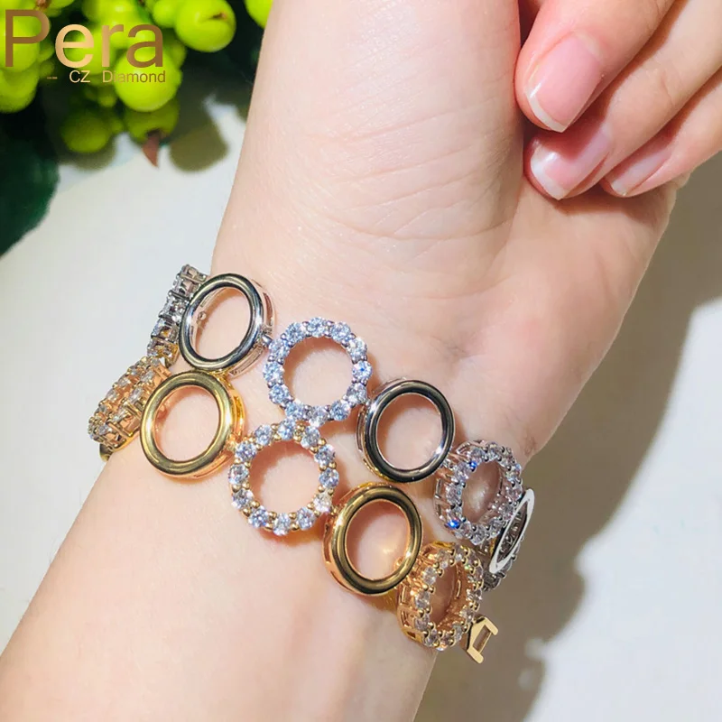 Pera трендовые сверкающие белые кубические циркониевые желтые золотые круглые