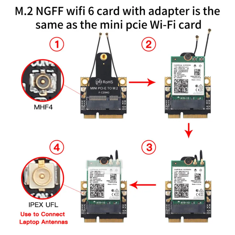 Двухдиапазонная беспроводная Wi Fi карта Mini PCI E 6 адаптер Intel AX200 беспроводной 3000