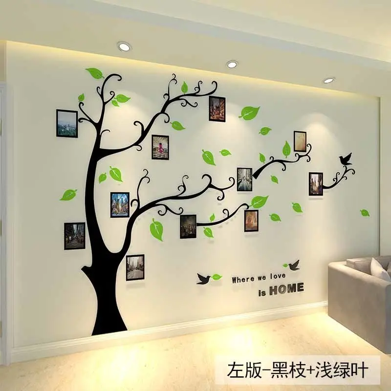 Наклейка на стену s Tree фоторамка наклейка DIY зеркальная Настенная Наклейка украшение дома гостиная спальня плакат ТВ фон Настенный декор - Цвет: Light Green Left
