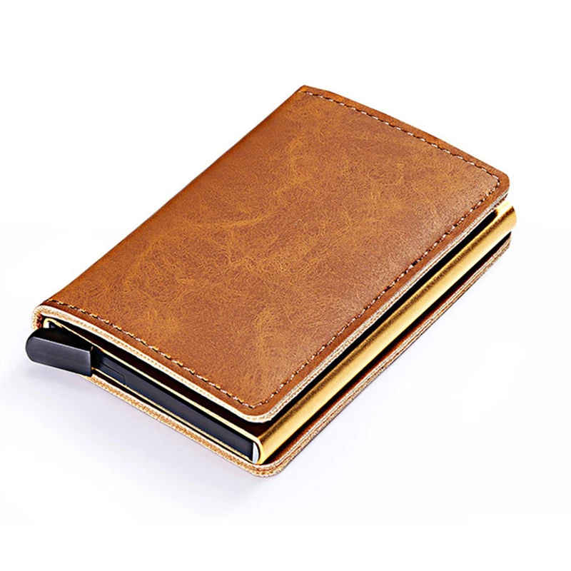 Fashion RFID Men Wallets Id Card Holder Credit Vintage Black Short New Metal Leather Small Thin Purse | Багаж и сумки