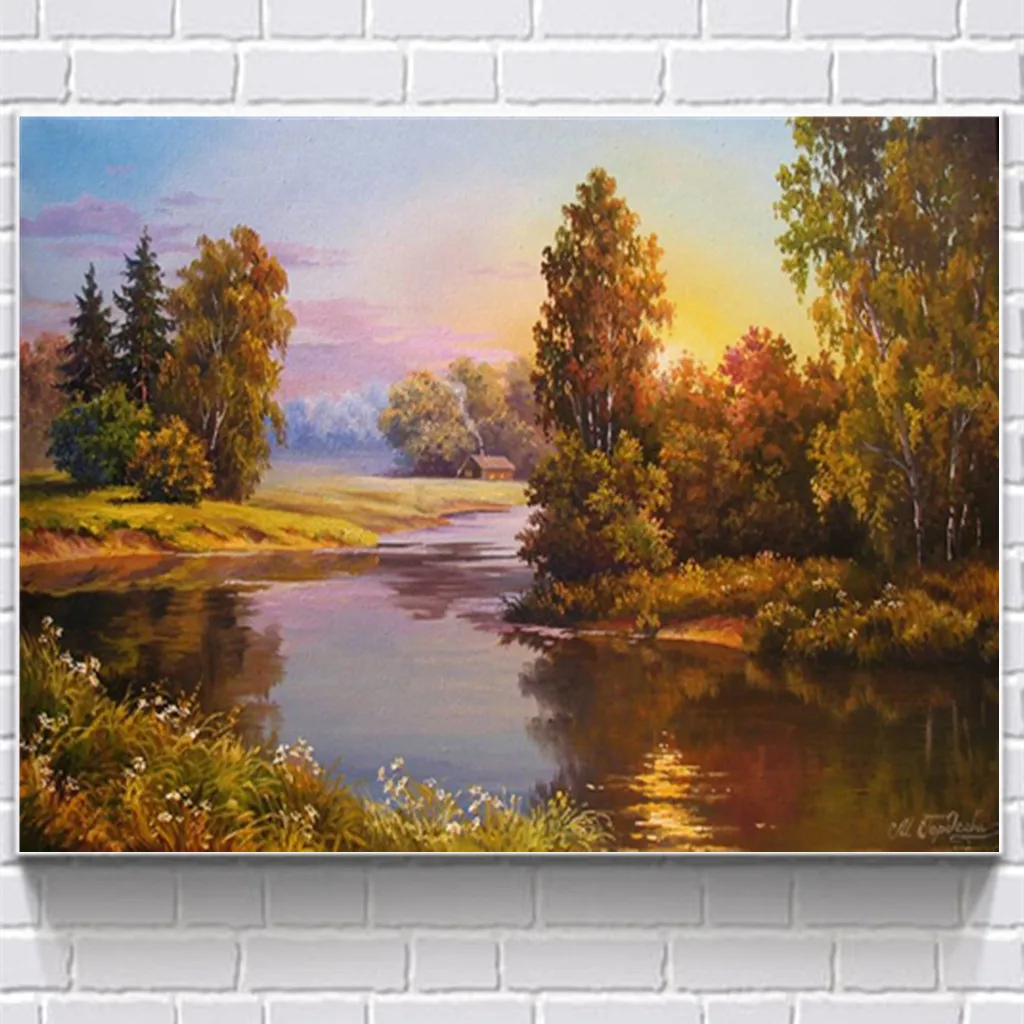 

DIY diamond painting sunset landscape cross stitch 5D diamond embroidery full round diamond painting rhinestone gift