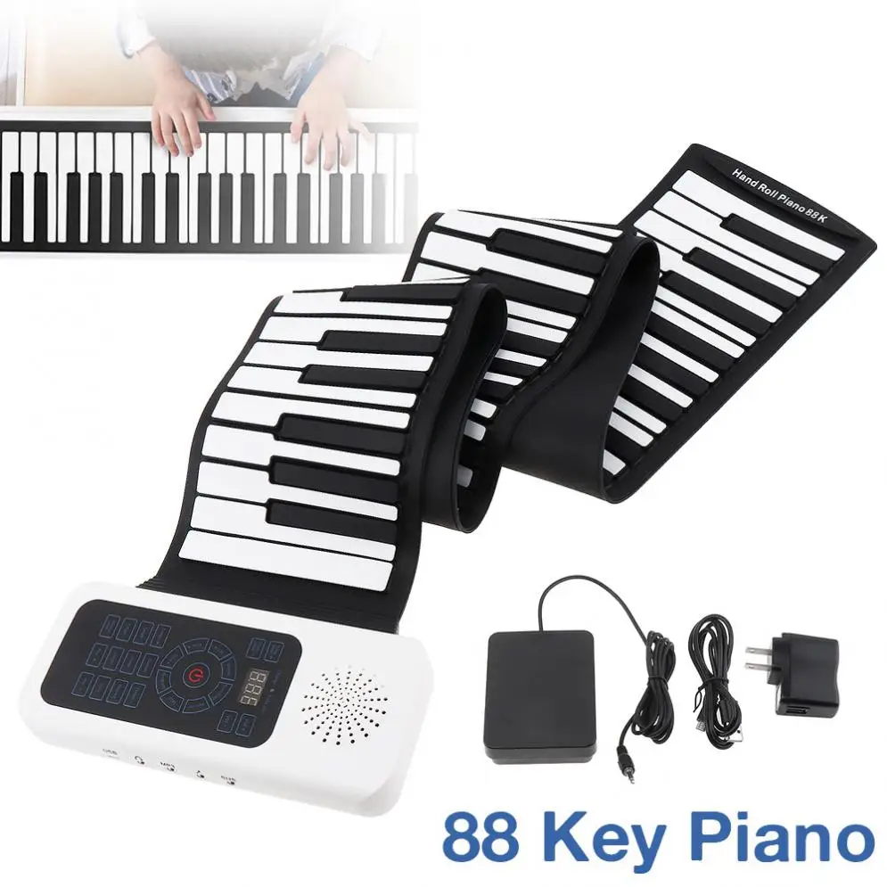 88 клавиш портативное USB MIDI Роллер пианино электронная силиконовая Гибкая