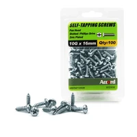 accord 100pcs self tapping screws 10gx16mm zinc plated with storage box galvanized steel fasteners
