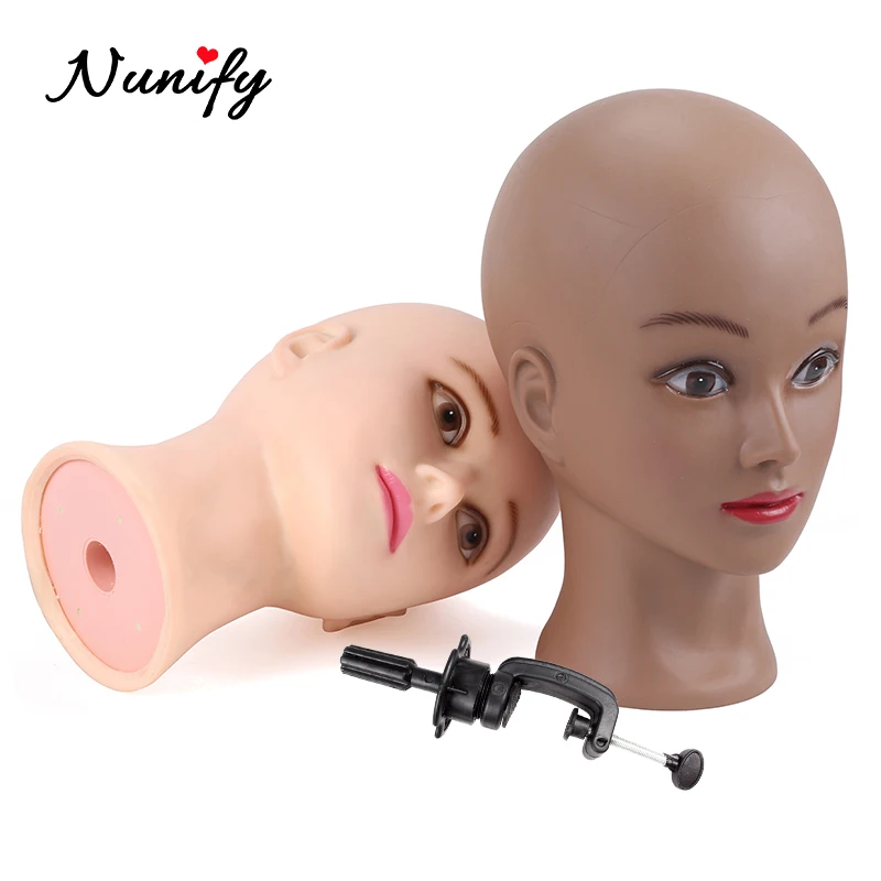 Nunify Black Mannequin Head Bald Mannequin Head With Clamp Female Mannequin Head For Wig Making Training Head Mannequin Soft