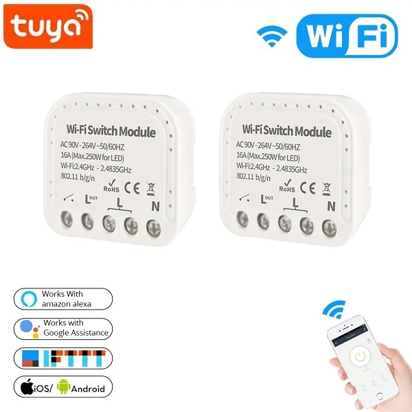 

Tuya Smart Wfi Switch 16A 90 V-240 V Wifi Smart Switch Module умный дом Autom Поддержка внешнего переключателя работа с Alexa Google Home