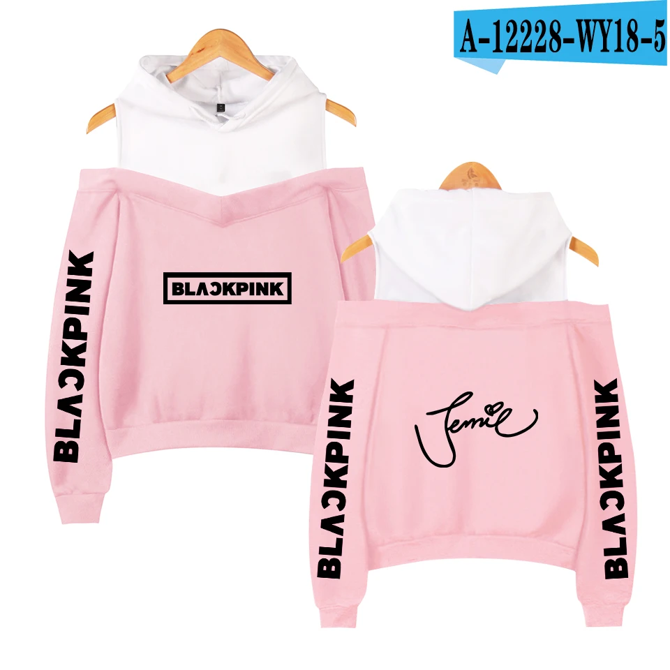 pink Сексуальные модные черные розовые толстовки женские Kpop толстовки с принтом Blackpink женские толстовки без бретелек хип-хоп толстовка - Цвет: pink
