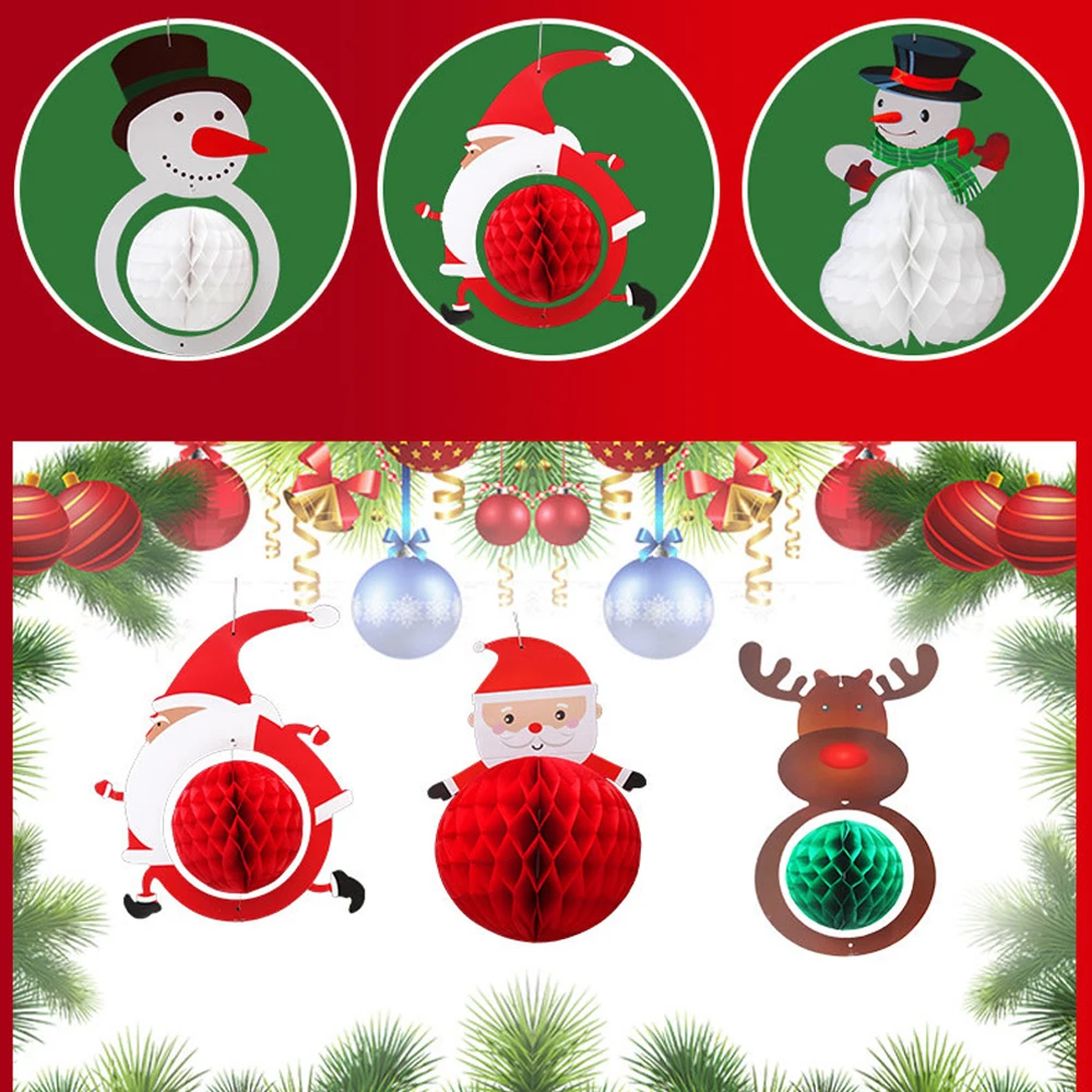 Рождественская елка украшение бумажный подвесной фонарь гирлянда сотовый шар