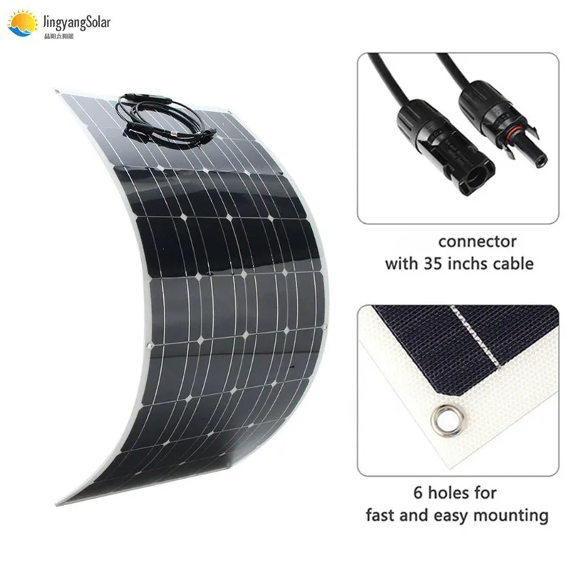 

100w 18v solar panel PET thin film flexible solar panel monocrystalline solar cell 12v battery charge for outdoor RV/boat/car