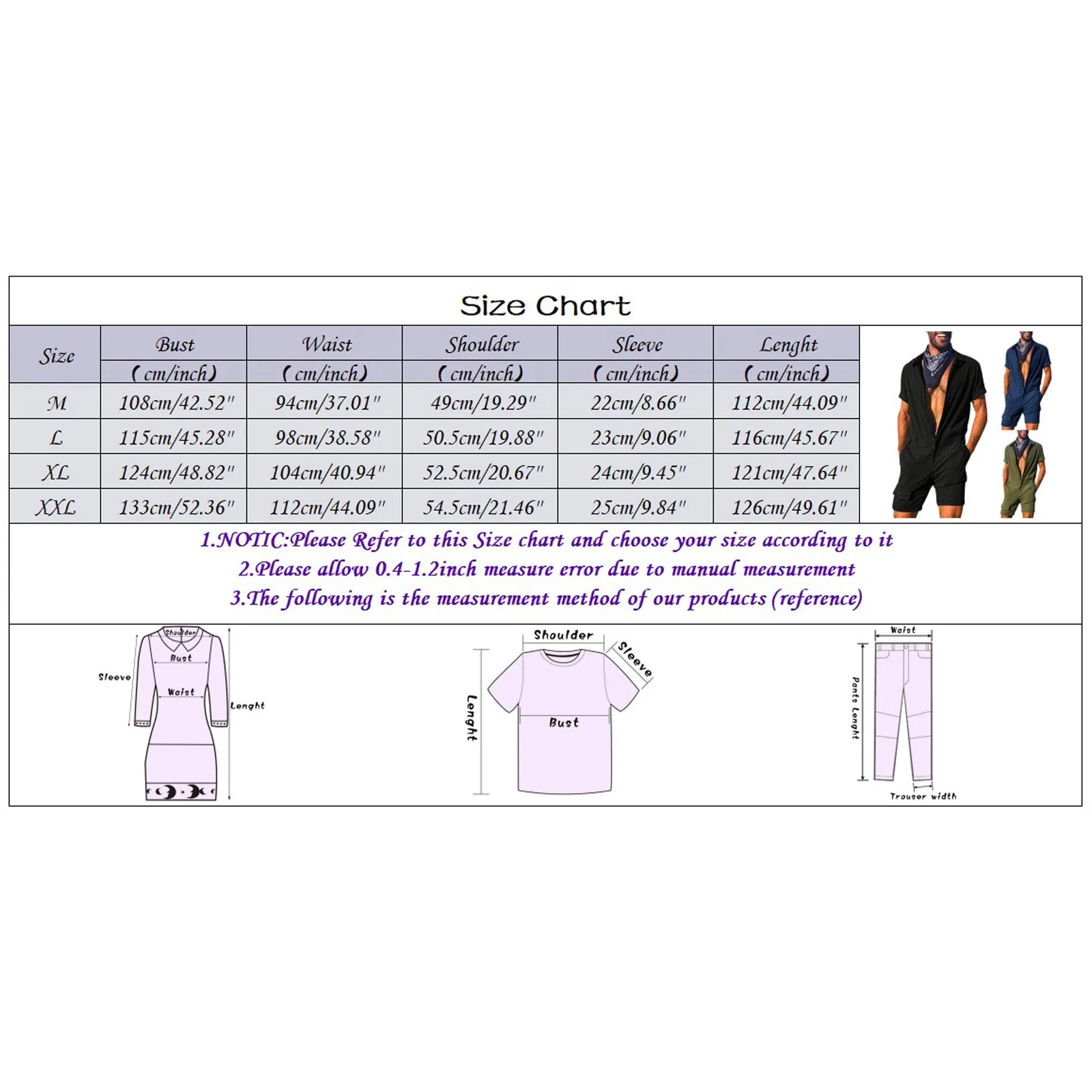 

Men's Home Zipper Pocket Jumpsuits Fashion Solid Large Size Clothes Button Jumpsuit Strap Loose Jumpsuit Bodysuits Summer
