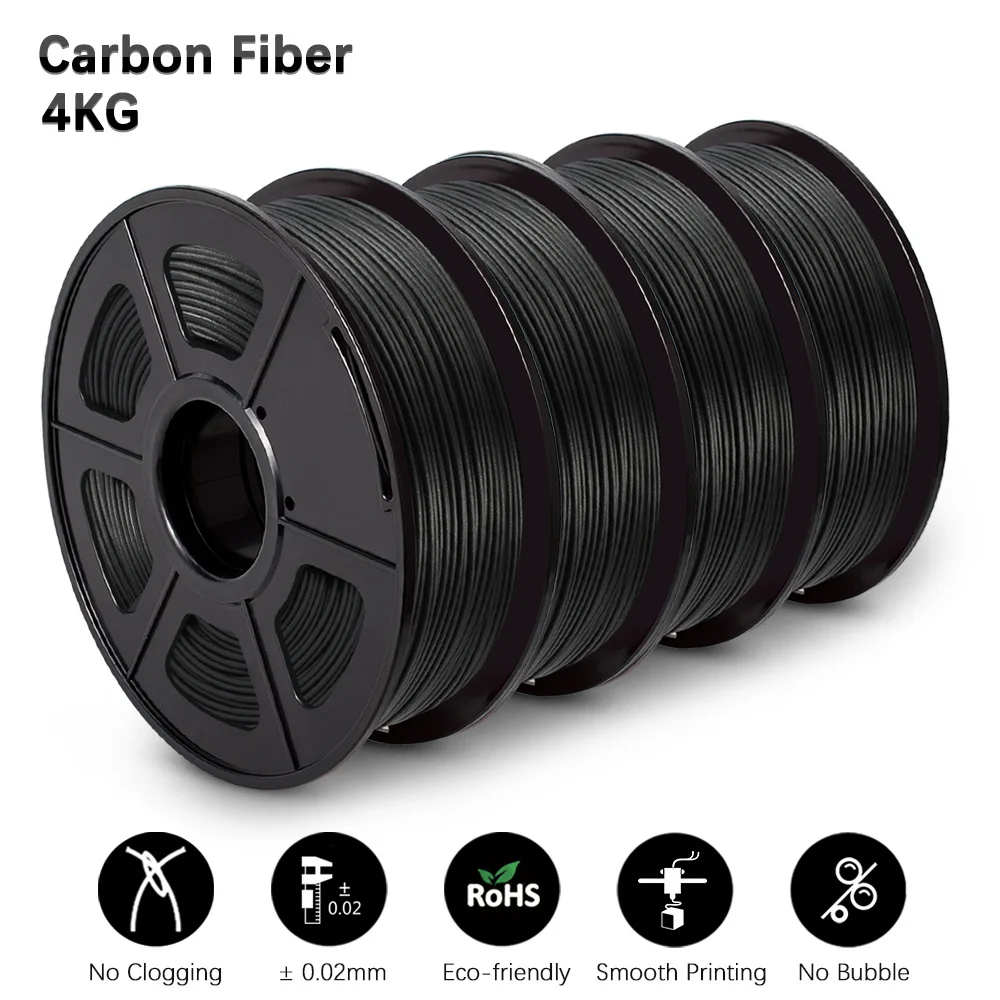 

Carbon Fiber Filament 3D Printer PLA 1KG /Roll 4KG 3D Printing Materials High Rigidity Free Shipping