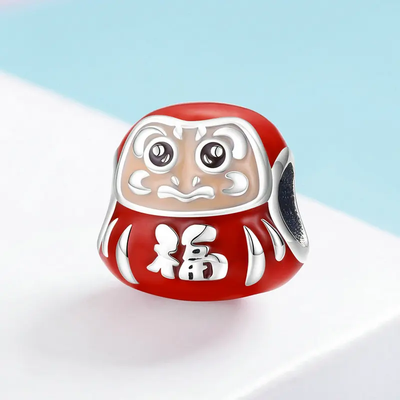 FURUYA горячая Распродажа 925 пробы серебро Япония Daruma красные Эмалевые бусины подходят к оригинальному браслету Pandora DIY бусины ювелирные изделия