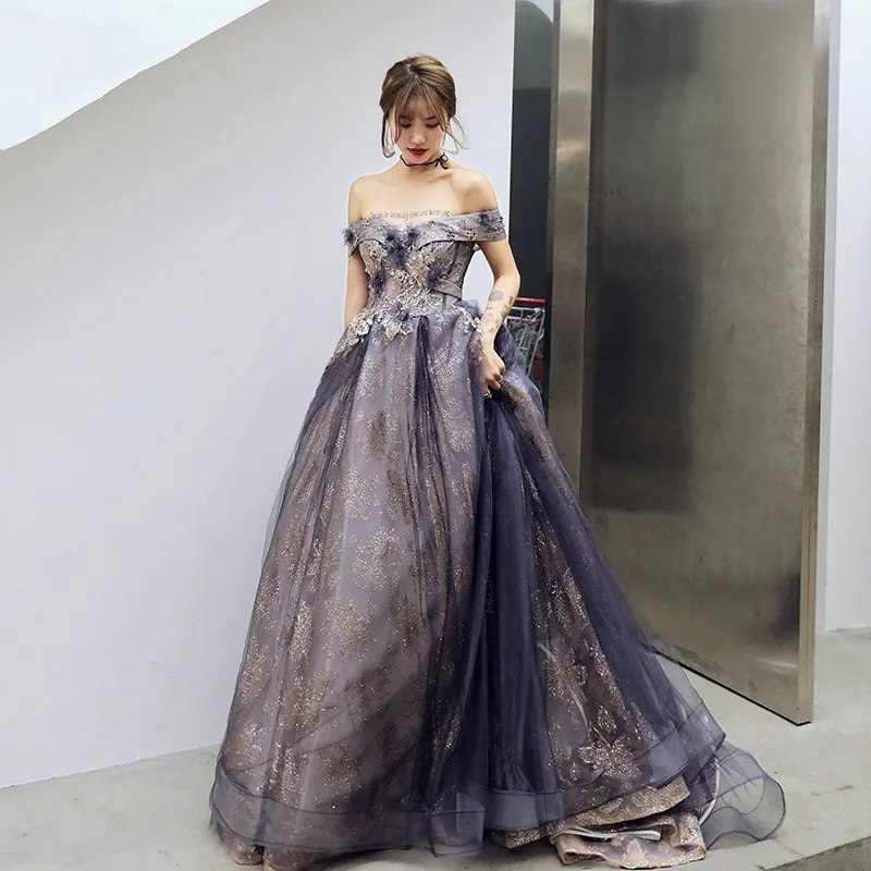 Вечерние платья элегантный вырез лодочкой с открытыми плечами Robe De Soiree блестящие