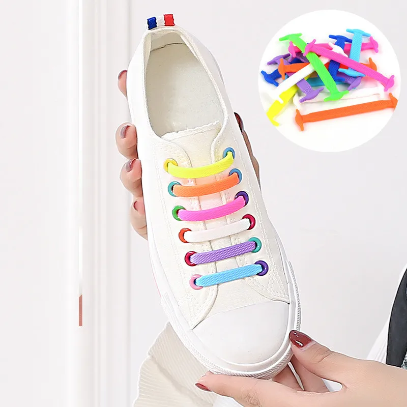 Силиконовые женские и мужские эластичные шнурки 12 шт./компл. без завязывания для