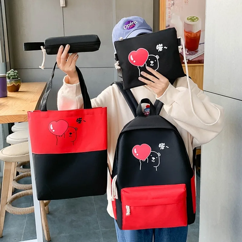 4 шт./компл. детские школьные сумки Женский нейлоновый рюкзак детская Корейская