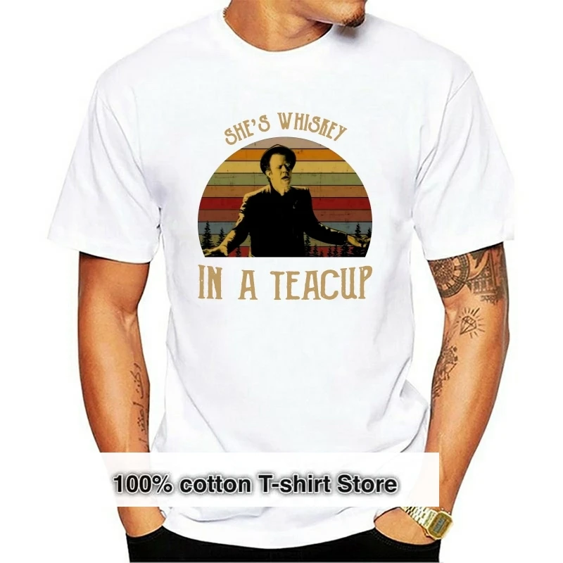 

Tom Waits Shes Whiskey In A Teacup Vintage G200 Black Cotton T-Shirt For Men