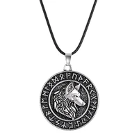 vintage nordic viking pirate necklace round pendant for men odin mount celtic wolf punk necklaces male accessories