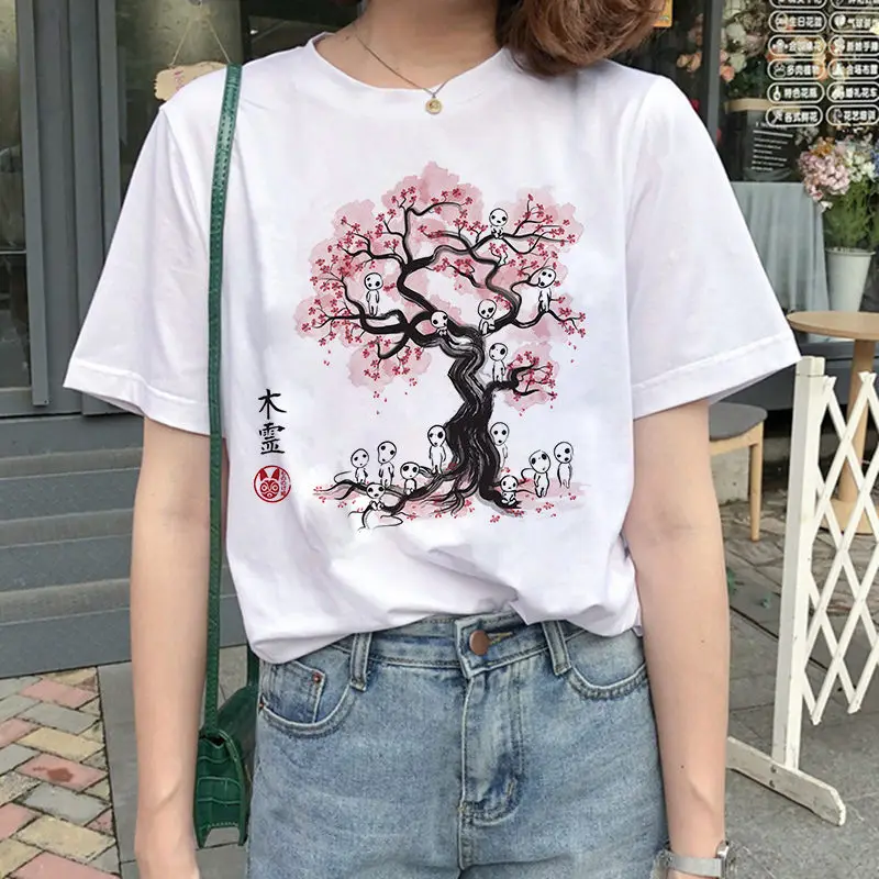 

Kawaii Miyazaki Hayao Totoro Spirit Away tshirt women Ghibli Studio Japanese cartoon Anime tshirt female white tops women clothe