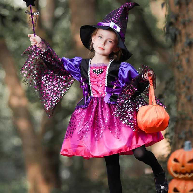 

Halloween Clothes For Girls Festival Clothing Cosplay Outfits Witch Dress Children Performance Stage Costume JL1933
