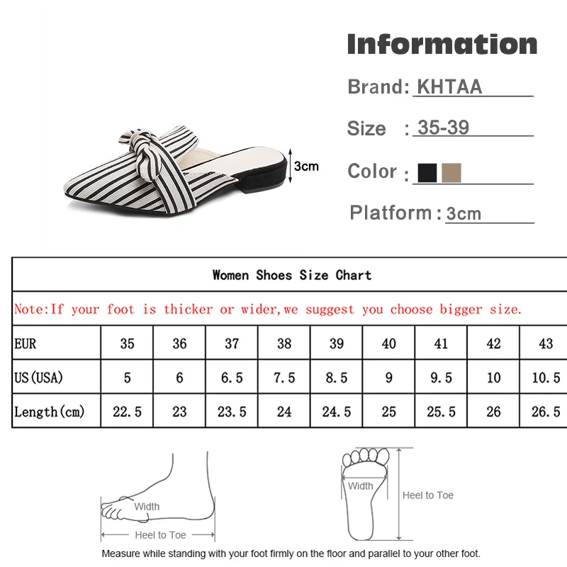 

Women's Slippers Ladies Elegant Pointed Toe Shoes Woman Bowtie Stripes Low Heels Women Fashion Female Mules Summer 2020 New