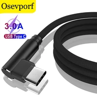 nylon type c fast charger cable 3m for huawei xiaomi redmi oneplus usbc cord tipo data sync charging kabel 90 degree wire type c