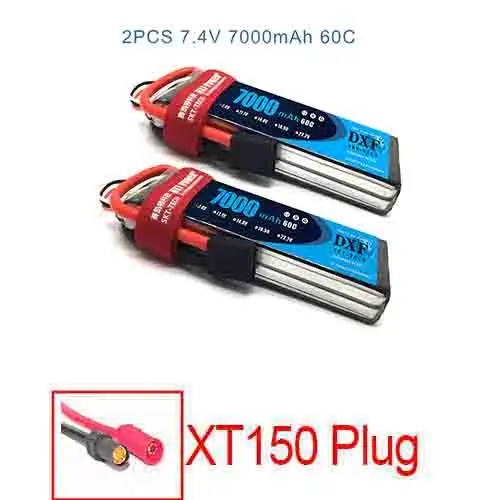 2PCS2S7000mahXT150 DXF Батарея Lipo 2S 3S 7,4 V 11,1 V 5200 мА/ч, 7000 мА/ч, 60C 120C 100C 200C 25C 50C на колесиках 1000 мАч 3S FPV RC вертолет автомобиля - Цвет: 2PCS2S7000mahXT150