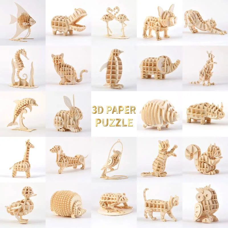 

Laser Cutting 3D Paper Puzzle Toys Small Animals Marine Organism Assembly Model Kits Desk Decoration Puzzle Toys For Kids