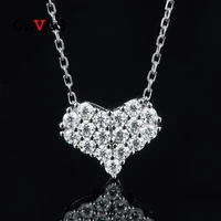 oevas real moissanite heart pendant necklace for women 100 925 sterling silver wedding party sparkling fine jewerly wholesale