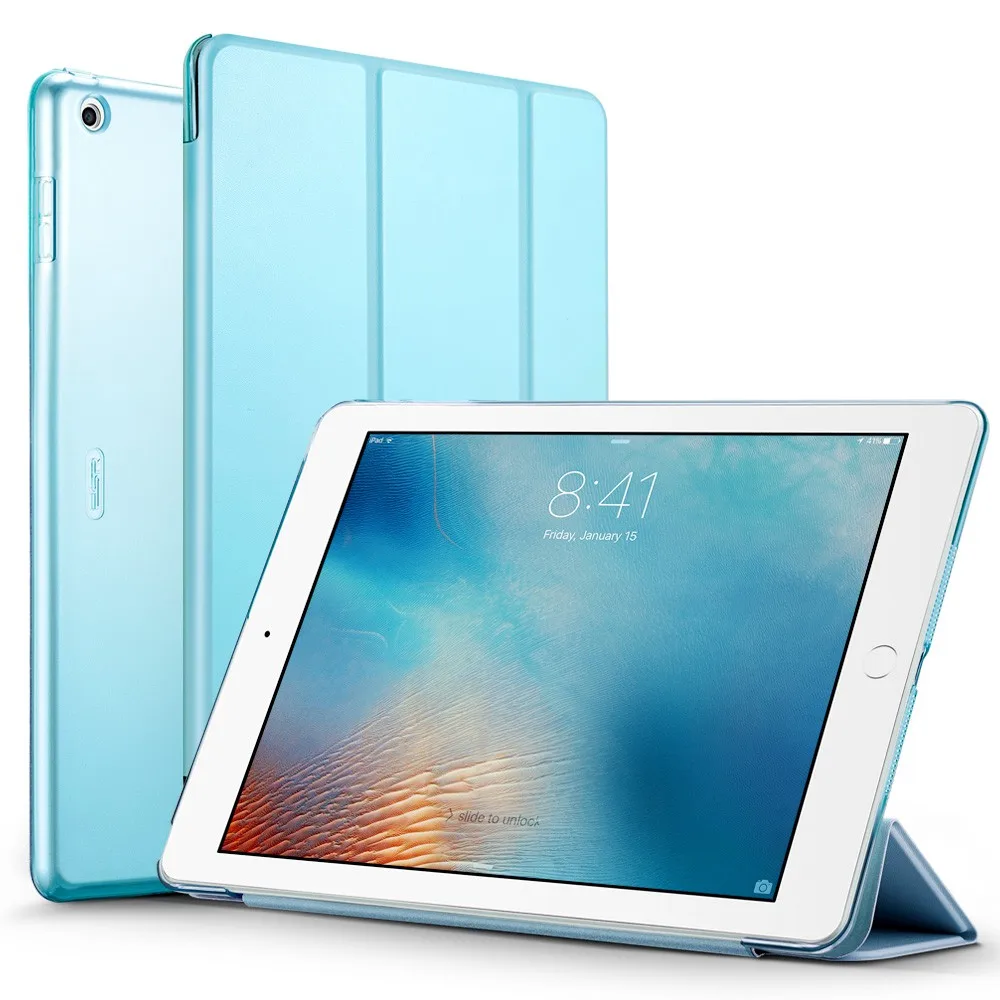 Чехол для iPad 9.7 дюймов, ESR ура Цвет искусственная кожа+ Ultra Slim Light Вес PC задняя крышка для iPad 9.7 Новинка года модель - Цвет: Sky Blue