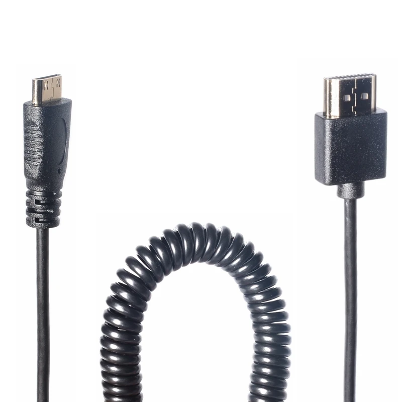 Micro HDMI совместимый OD 3 0 мм мягкий тонкий кабель и мини штекер эластичный пружинный
