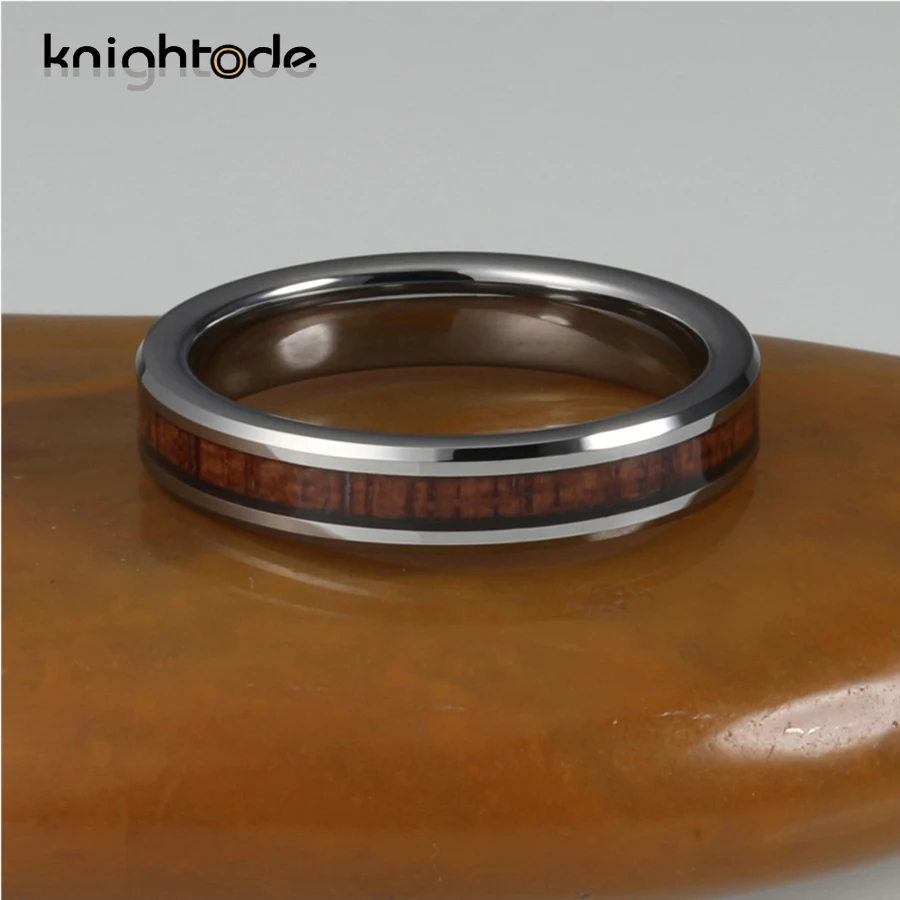 Высококачественное кольцо из карбида вольфрама 4 мм с инкрустацией розового