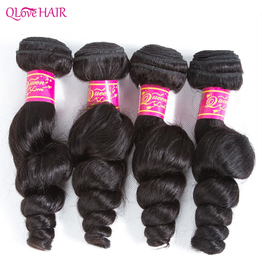 

Qlove Hair Loose Wave Bundles Brazilian Human Hair Loose Bundles Remy 3/4 /Pcs Lot Loose Natural Black 100% Human Hair Extension