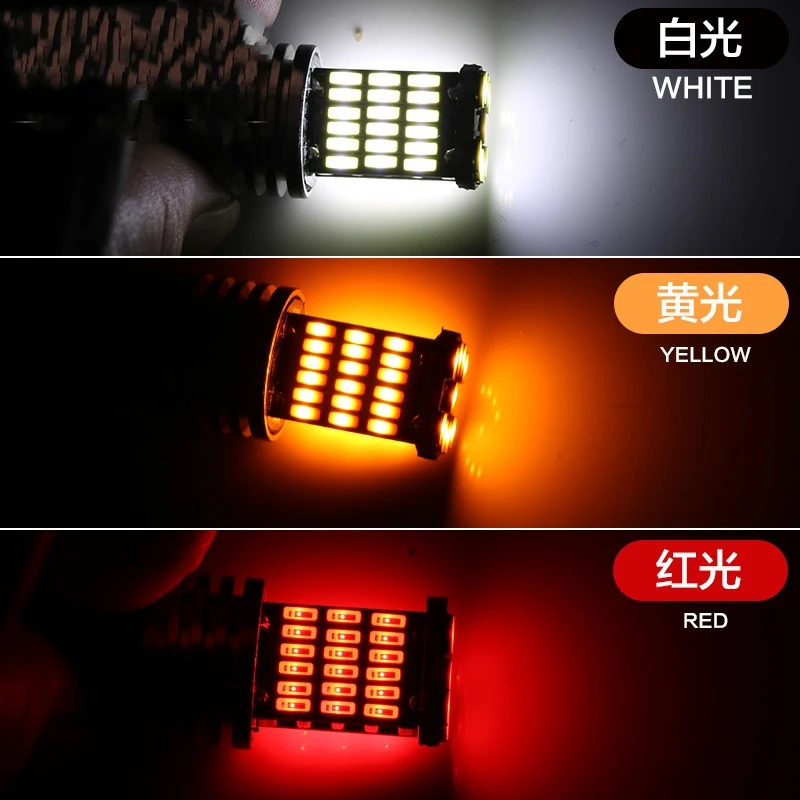 1 шт. 1156 Ba15s P21w 1157 3157 7443 Светодиодная лампа 4014 45Smd Автомобильная подсветка заднего хода Canbus поворотники