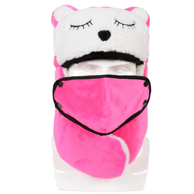 

Милая Детская шапка-бомбер с мультяшным рисунком, утепленная теплая хлопковая шапка для родителей и детей, ветрозащитная шапка с защитой уш...