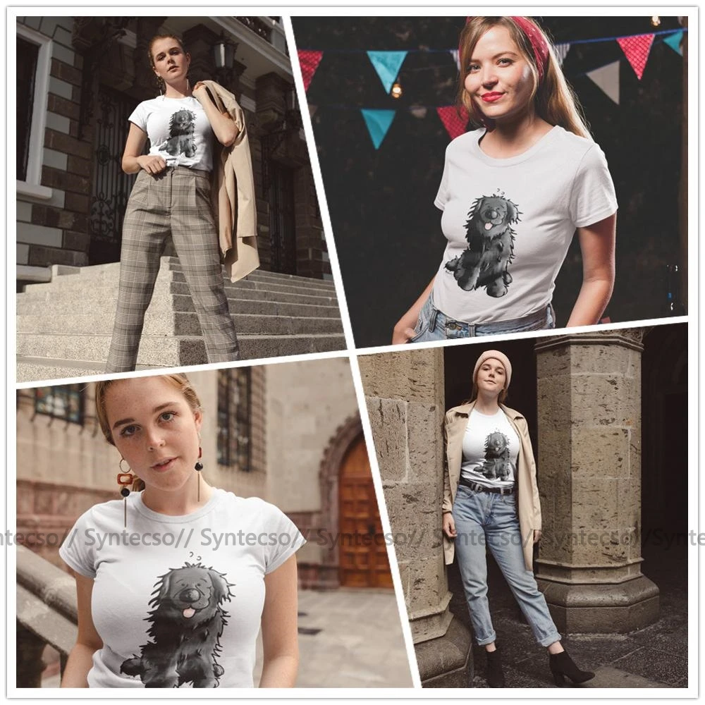 Ньюфаундленд футболка с изображением утенка черный героями мультфильмов